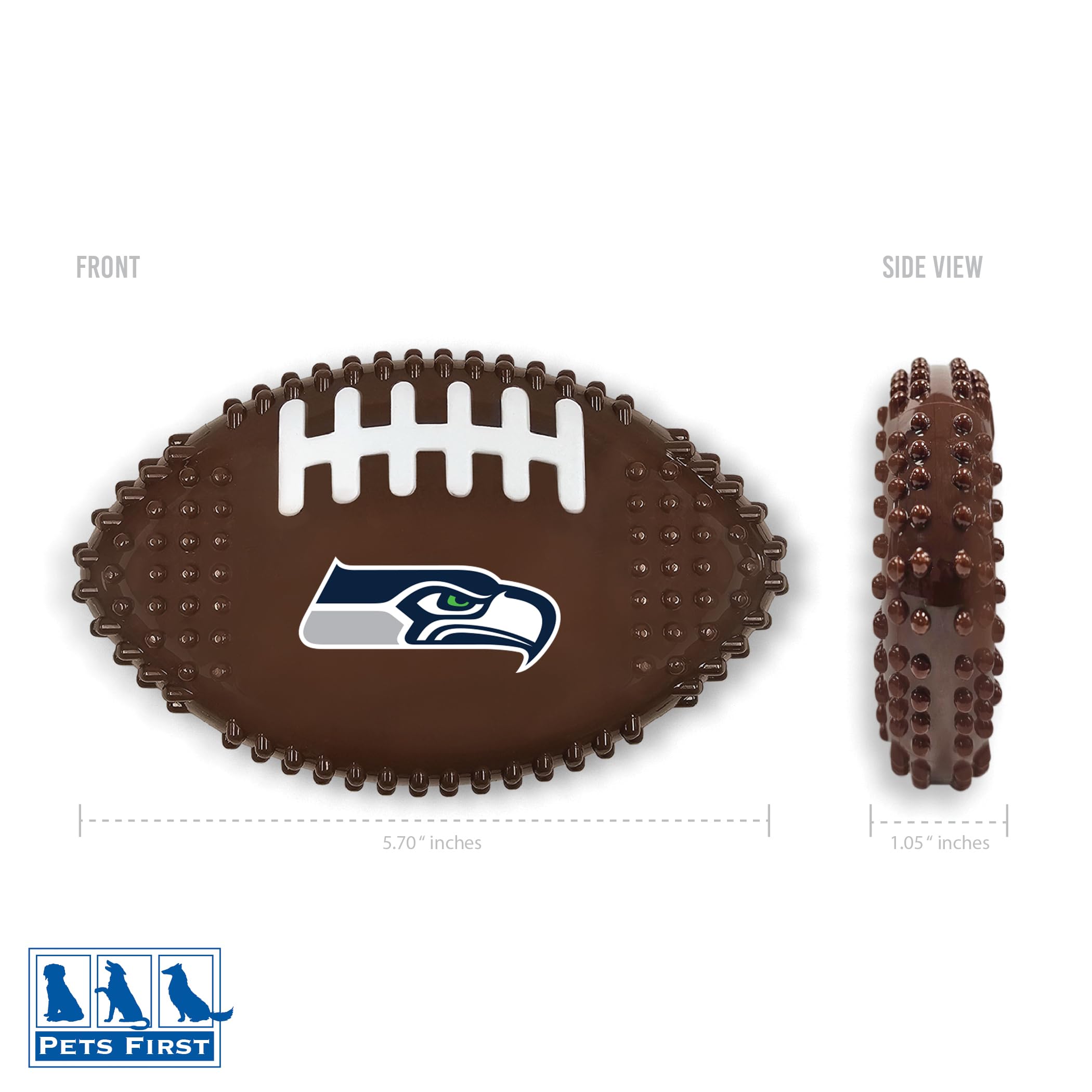 Nfl Seattle Seahawks Mega- Chew Hard Nylon Bacon-Flavored Dog Bone Football Chew Toy Interactive Tasty Fun Dog Chewy Toys Indest